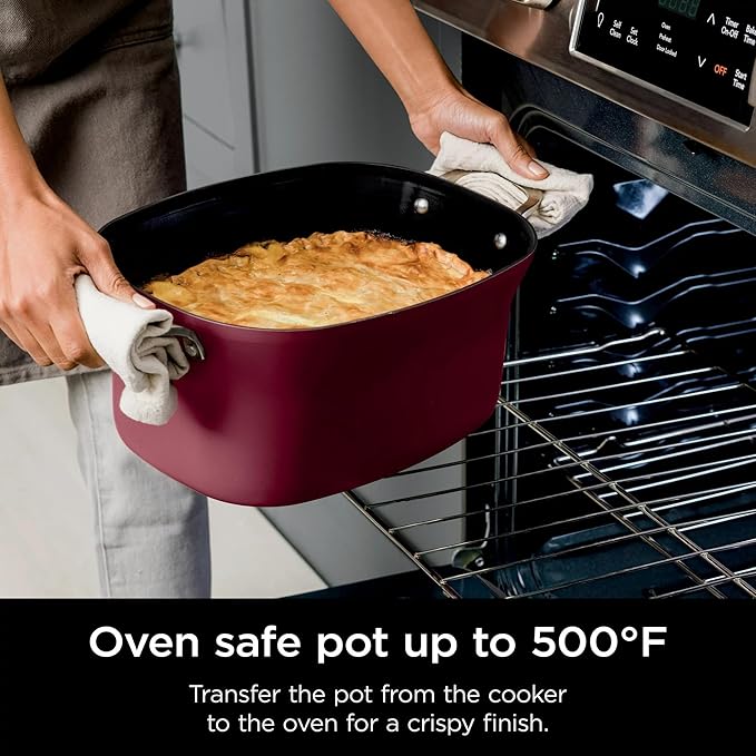 Ninja MC1000 Foodi PossibleCooker 8.5 Quart Multi-Cooker,with 4-in-1 Slow Cooker,Dutch Oven & More,Glass Lid & Integrated Spoon,Nonstick,Oven Safe Pot to 500°F,Cherry Tarte (Renewed)