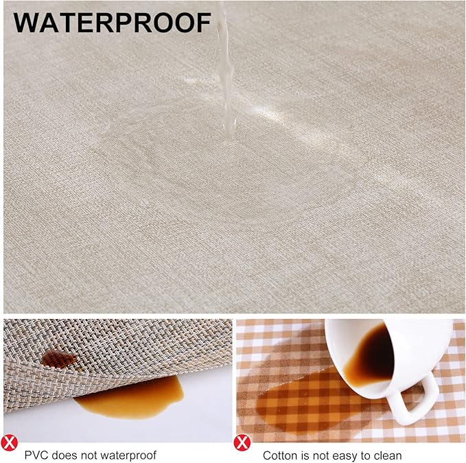 homing Faux Leather Heat Resistant Placemats 6 Packs, Waterproof Wipeable Dining PU Place Mats for Indoor & Outdoor, Easy to Clean, Beige