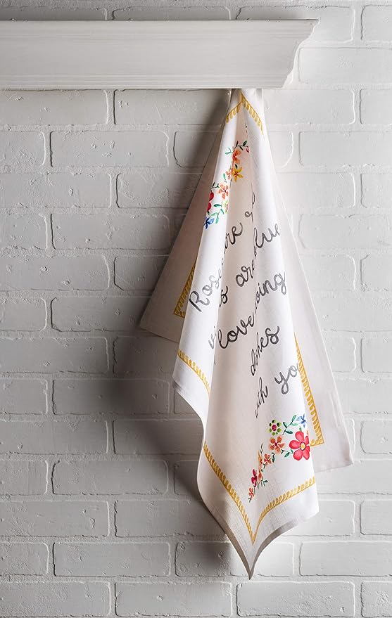 Maison d' Hermine Kitchen Towels Set of 3 100% Cotton 27.50" x 20" Reusable Cloth Tea Dish Towels Absorbent with Hanging Loop for Kitchen, Cocktail Parties Spring/Summer (Happy Florals - Sweety)