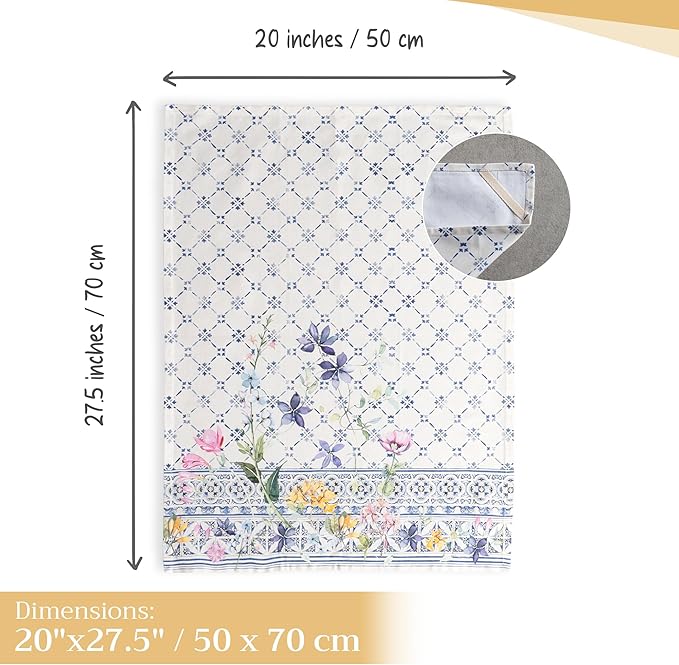 Maison d' Hermine Kitchen Towels Set of 3 100% Cotton 27.50" x 20" Reusable Cloth Tea Dish Towels Absorbent with Hanging Loop for Kitchen, Home, Dining, Cocktail Parties Spring/Summer (Faience)