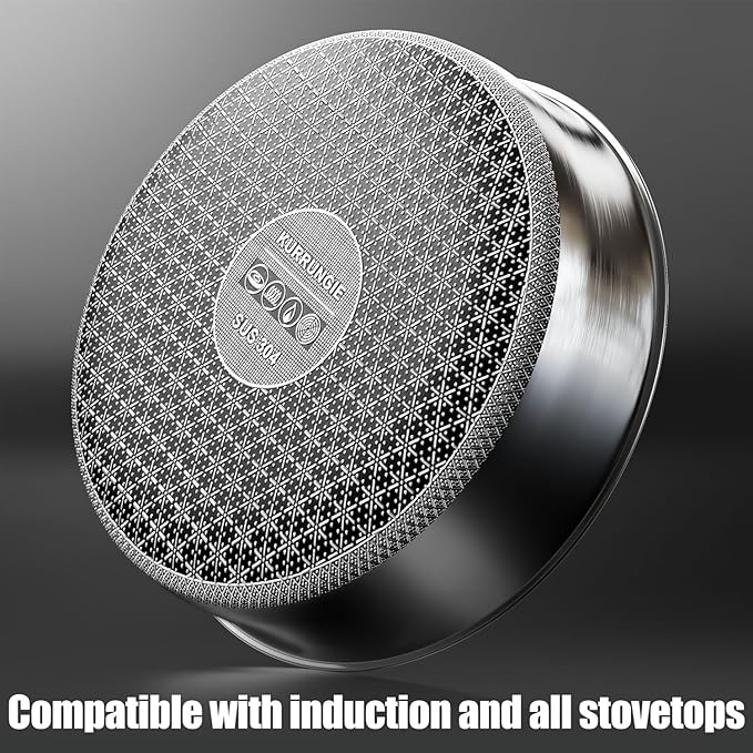 5 Qt Saute Pan with Lid, 5 Ply Stainless Steel Pan with Lid, Non Stick Frying Pans, Cooking Pot Deep Frying Pan Non-Toxic, For Induction, Oven, Dishwasher Safe