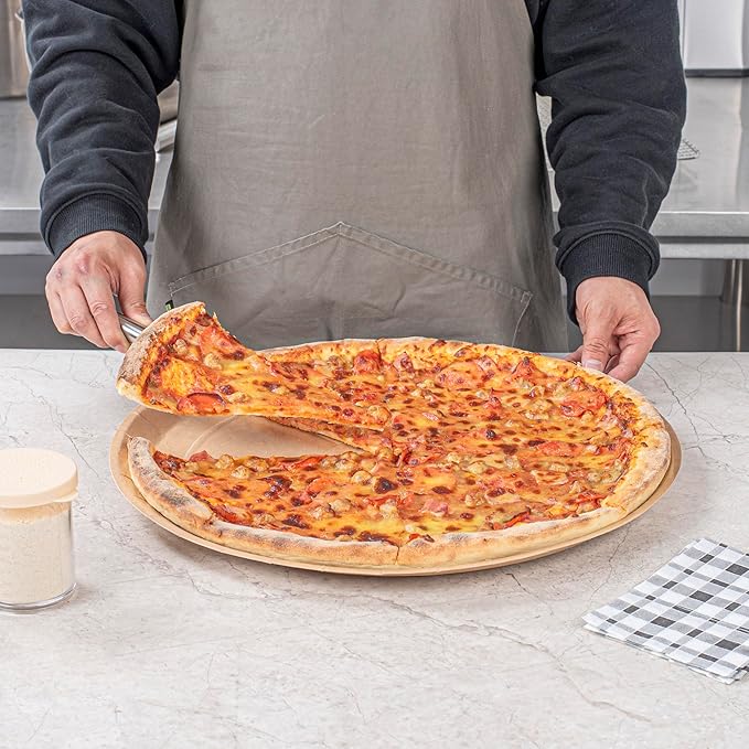 Restaurantware-Eco Pie 18 Inch Paper Pizza Trays, 25 Round Pizza Pans - Oven-Ready, Microwavable, Kraft Paper Pan For Large-Sized Pizzas, For Baking, Cooking, Bread, Meat, Or Pies