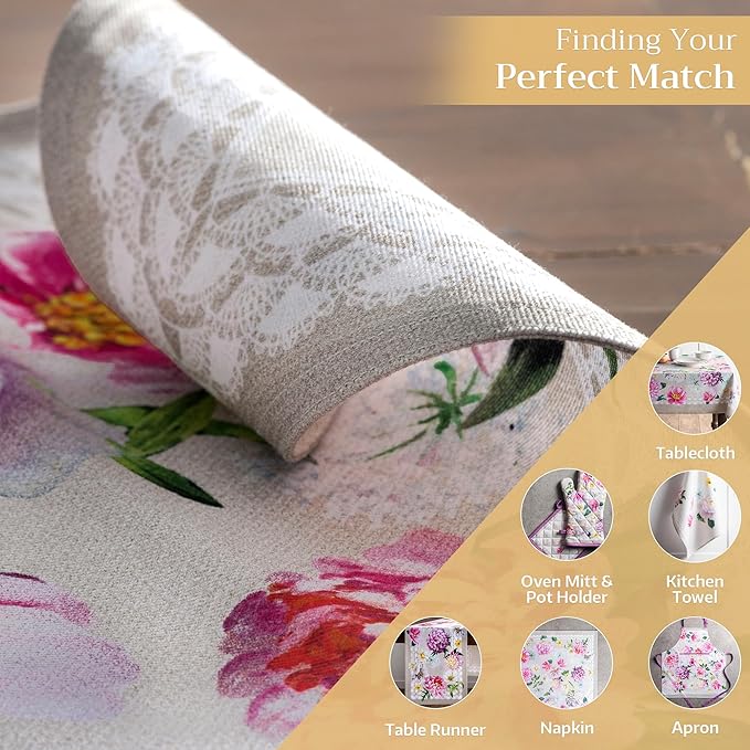 Maison d' Hermine Placemats Set of 4 100% Cotton Washable Cloth Place Mats, Reusable Table Mats for Kitchen Dining Decoration, Party, Wedding, Restaurant Spring/Summer (Pivoine, 13" x 19")