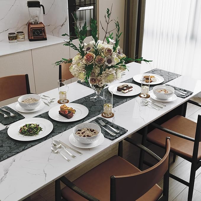 Yoshy 12-Piece White Embossed Mesh Bone China Dinnerware with Lightweight Durable Chip Resistant Design Service for 4