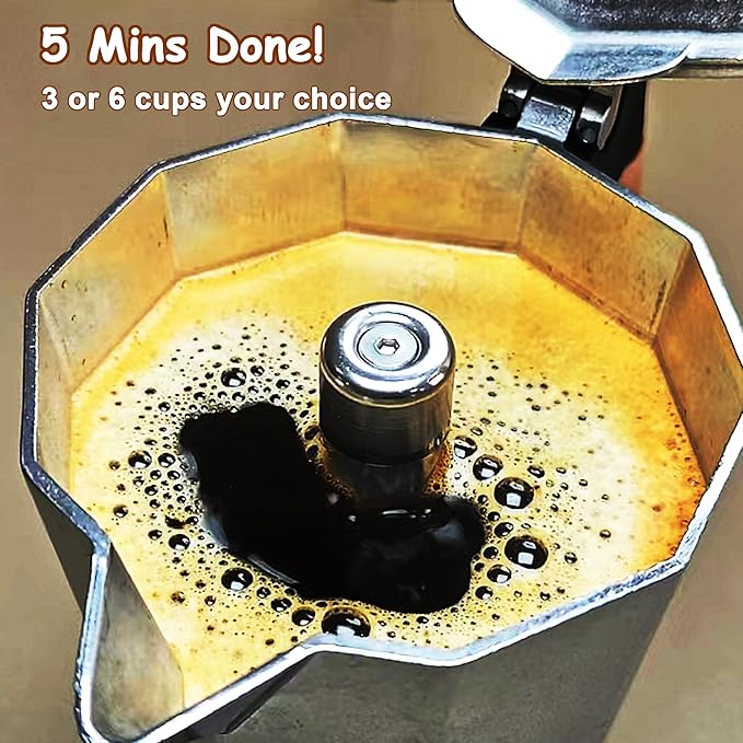 Electric Espresso Coffee Maker, Italian Coffee Pot, Electric Moka Pot, Cuban Coffee Maker, Portable Cafeteras Electricas Espresso Makers with Detachable Base 3 or 6 Cup (Bright Grey)