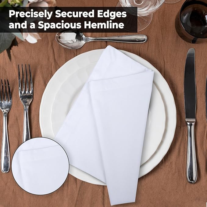 Urban Villa White Cloth Dinner Napkins Set of 12 20x20 inches 100% Cotton Highly Absorbent Washable Durable Reusable Ideal for Farmhouse Party Thanksgiving Fall Christmas Everyday Use Table Napkins