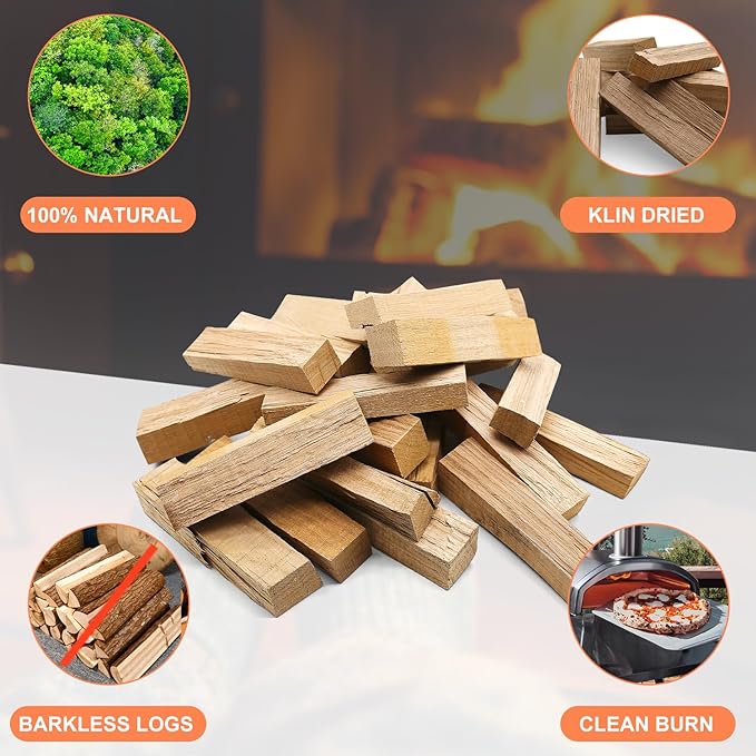 Kiln-Dried Oak Wood for Pizza Ovens, 5-Inch Barkless Logs, Ideal for Ooni, Gozney, Solo Stove, and Other Wood-Fired Pizza Ovens, Grills, and Smokers - Approx. 12 lbs