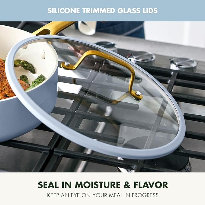 GreenPan Nonstick Reserve Pro 10 Piece Cookware Set, NSF Certified Ceramic, Hard Anodized PFAS-Free Pots & Pans Set with Lids, Stainless Steel Handles, Oven & Dishwasher Safe, Glacier Blue