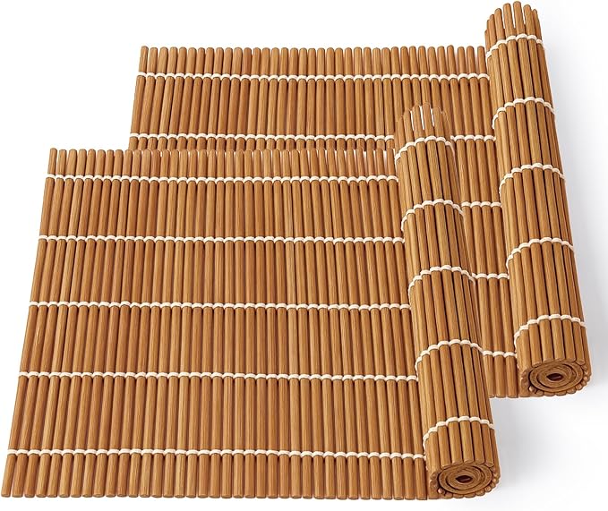2PCS Bamboo Sushi Rolling Mat, Carbonized Sushi roll maker, Sushi making kit, Bamboo Sushi Rolling Mat