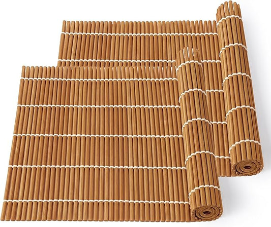 2PCS Bamboo Sushi Rolling Mat, Carbonized Sushi roll maker, Sushi making kit, Bamboo Sushi Rolling Mat