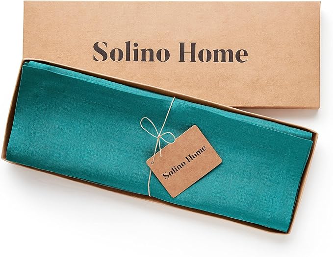 Solino Home Linen Placemats Set of 4 - Teal Placemats 14 x 19 Inch - 100% Pure Linen Table Place Mats for Fall, Autumn - Fete, Handcrafted and Machine Washable