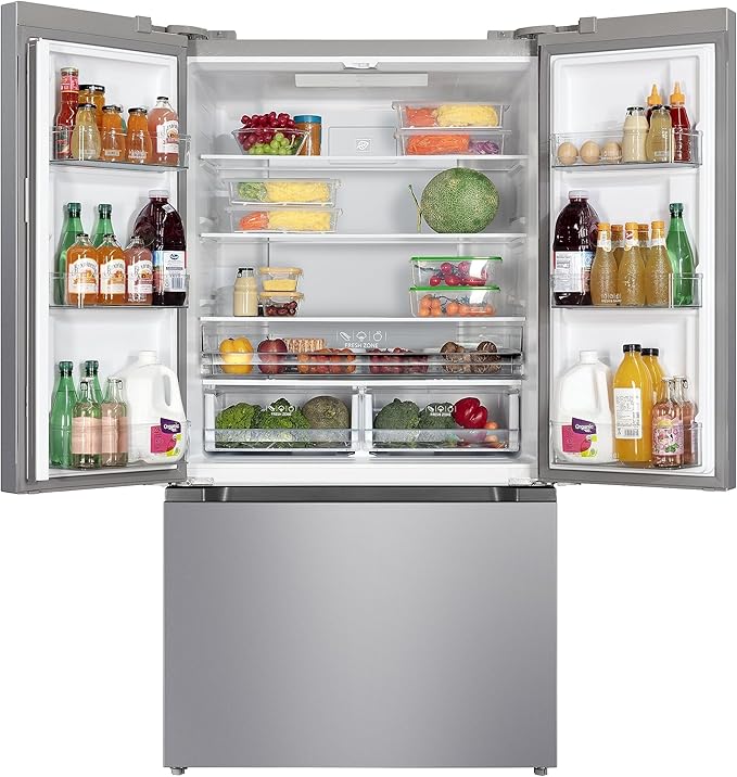 Hamilton Beach HBF1662 French Door Full Size Counter Depth Refrigerator with Freezer Drawer, 16.6 cu ft, Stainless
