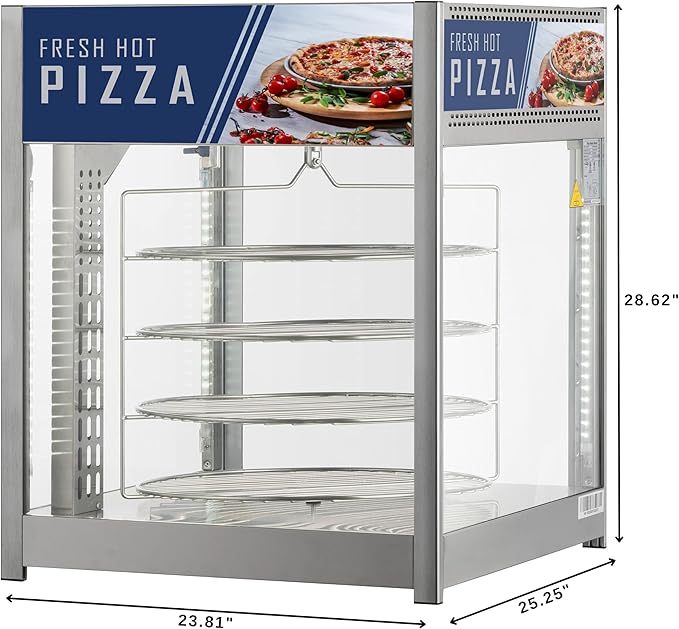 KoolMore 18 in. Commercial Pizza Display Warmer with 4 Rotating Racks in Stainless-Steel (KM-HPD4-18)