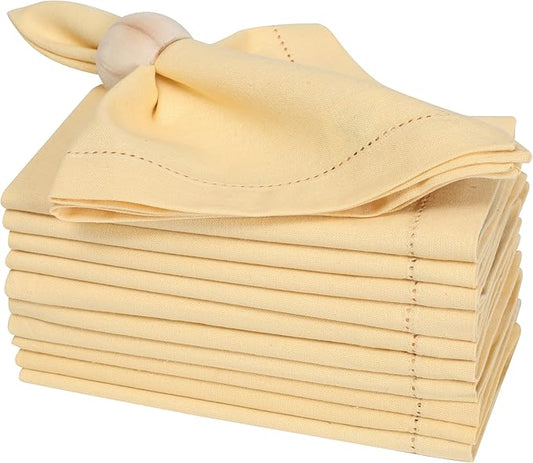 Bedding Craft Cotton Dinner Cloth Napkins Set of 12 – 18x18 Apricot Gelato Hemstitched – Machine Washable Fabric Napkins for Weddings, Baby Showers, Gifting & Parties