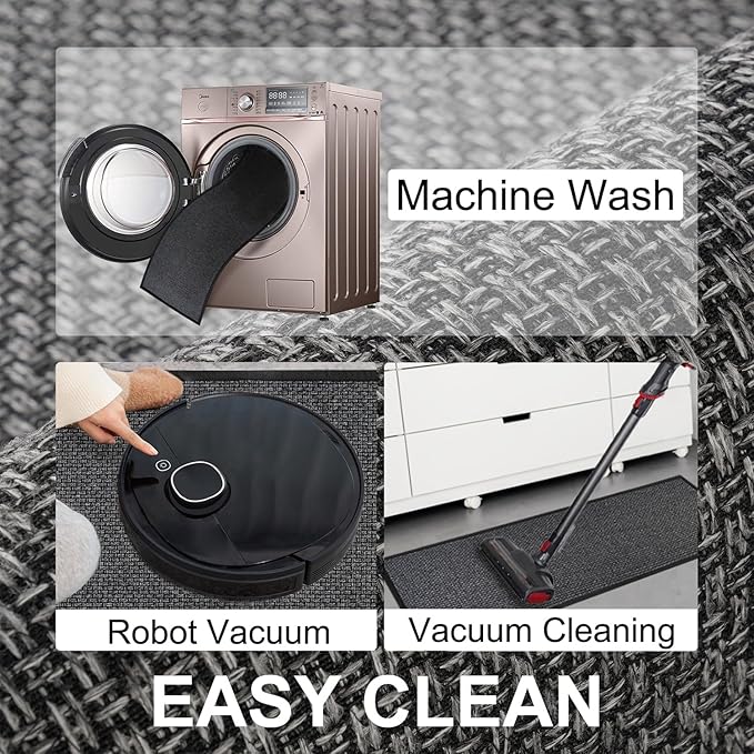 Fan Shaped Kitchen Mat 1 PCS, Cushioned Non Slip Rugs for Kitchen Floor, Absorbent Runner Comfort Standing Mats Washable for Kitchen, Office, Home (Black, Radius 47")