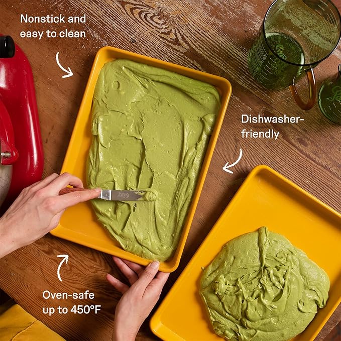 Great Jones Little Sheet (Mustard) | Jelly Roll Pan, Quarter Sheet Pan | Aluminized Steel,13.5" x 9.5" | For Baking, Roasting, & Broiling | Premium Bakeware with Even Heat Distribution