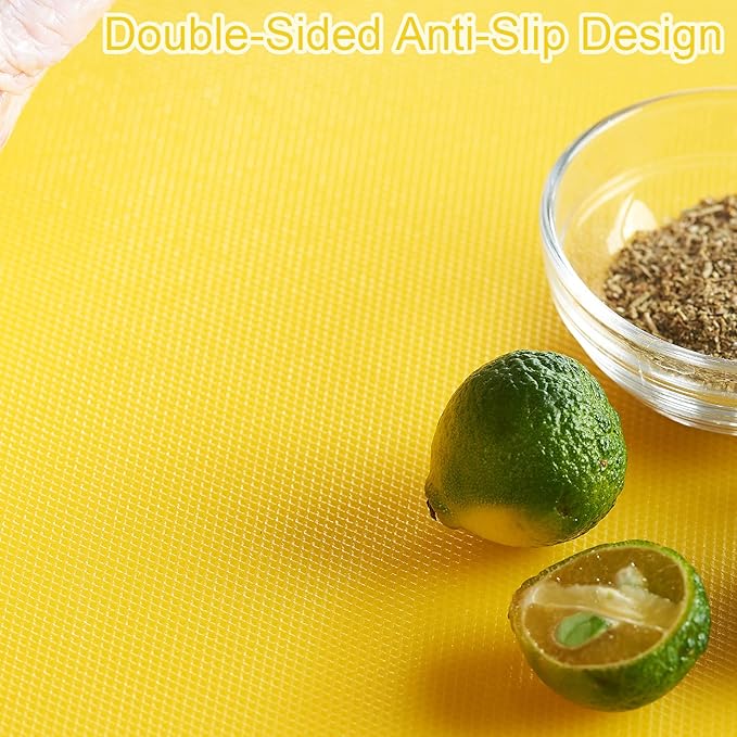 CURTA Cutting Boards for Kitchen,18" x 12" x 0.5" Yellow Color Coded Plastic Chopping Board with Anti Slip Surface Dishwasher Safe