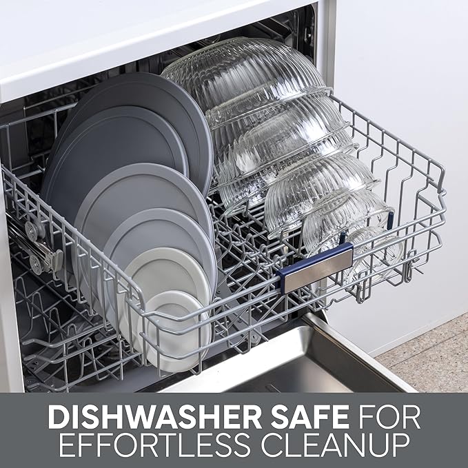 COOK WITH COLOR 12 Pc Glass Mixing Bowl Set with Lids – Borosilicate Glass Nesting Bowls for Cooking, Baking and Meal Prep, Fluted Grey