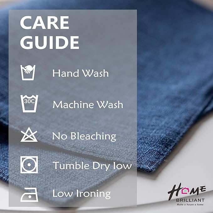 Home Brilliant Placemats Set of 8 Linen Blue Placemats Heat Resistant Dining Table Place Mats Kitchen Table Mats, Indigo