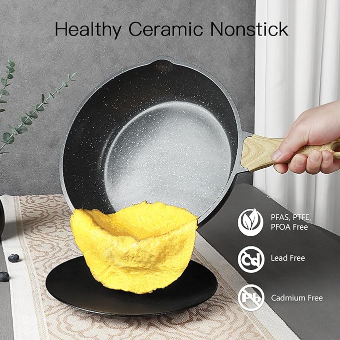 GiPP Ceramic Pots and Pans Set Non Stick - 17 Pcs Nonstick Cookware Set, Non-toxic Healthy Kitchen Cooking Set w/Frying Pans Set, Dishwasher Safe, PFAS PTFE PFOA PFOS Free