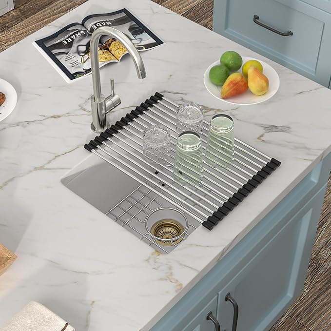 18"x16" Undermount Bar Prep Sink – White Granite Composite Quartz Classic Under Counter Single Bowl Sink Basin for Wet Bar, RV, Small Kitchen, Mobile Home