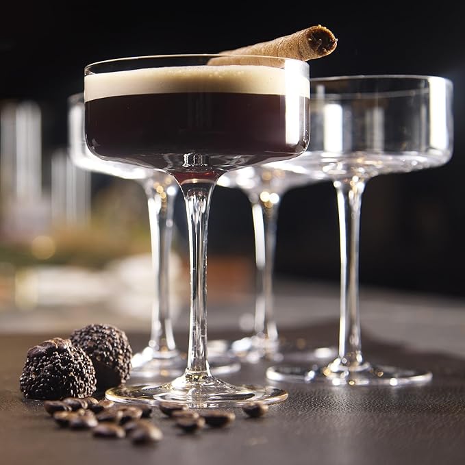 LEMONSODA Clear Martini Coupe Glasses - Classic Barware for Espresso Martini, Manhattan, Cosmopolitan – Handcrafted Luxury Glassware for Home Entertaining (Clear 6.5oz, Set of 2)