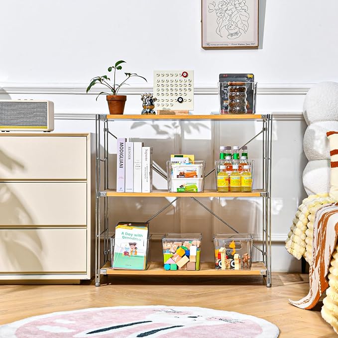 12 Pack Clear Storage Bins with Lids, 7 Quart Stackable Storage Boxes for Storage and Organization, Plastic Storage Containers with Lids, Plastic Bins with Handles for Office, Bedroom, Study Room