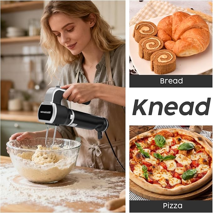 2-In-1 Hand Mixer Immersion Blender Electric Handheld, Portable Hand Blender Electric Mixer with Beater Dough Whisk & Blending Cup, Food Processor Kitchen Gadgets for Smoothies Baby Food Baking & Soup