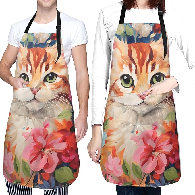 Funny Animal Apron with 2 Pockets Waterproof for Men Women Kitchen Garden Decor