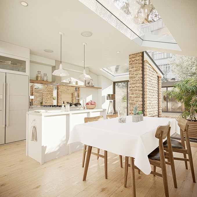 homing Square Vinyl Tablecloth, Waterproof Spillproof Plastic Flannel Backed Table Cloth, Wipe Clean Table Cover for Dining, Buffet Parties and Camping (Beige, 60" x 60")