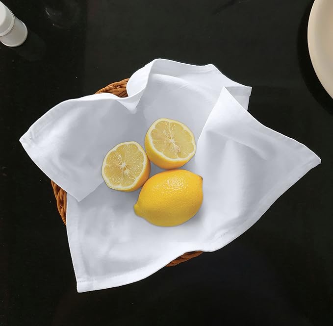 RUVANTI Flour Sack Towels 6 Pack 28x28 Inch, 100% Cotton Tea Towel, Reusable, Machine Washable, Absorbent BarTowels - Dish Cloth Perfect for Drying Dishes & Cleaning - White