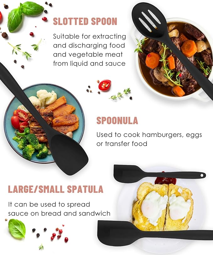 Kitchen Utensils Set-12 Pieces Silicone Cooking Utensils Set Dishwasher Safe 392°F Heat Resistant Spatula Set Nonstick Cookware