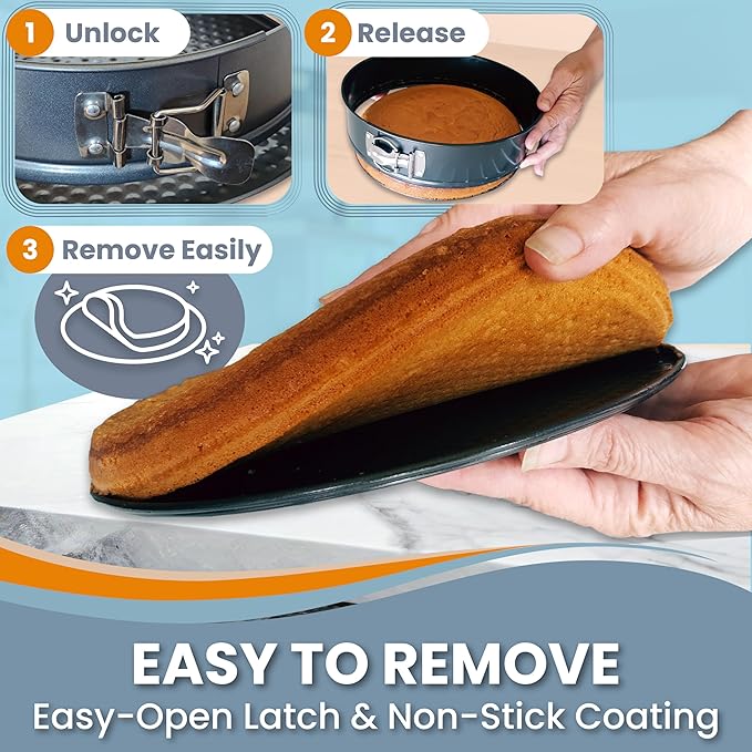 Springform Pan 9 Inch NONSTICK - Cheesecake Pan with Silicone Sleeve – NO LEAKS in Water Bath - No Foil Wrap Needed - Easy Cake Release – Sturdy Build - Heavy-Gauge Carbon Steel 0.4 mm