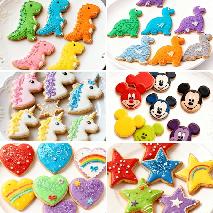 Stainless Steel Cookie Cutters, Mickey Unicorn Dinosaur Heart Star Cookie Cutters, Metal Biscuit Cutter Molds for Baking or Valentine's Day Christmas Holiday Party Decorations