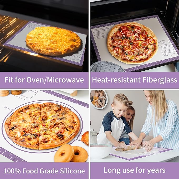 Silicone Baking Mat, Non Stick Pastry Mat Sheet for Dough Rolling, Pie Crust Macarons Baking Sheet, Easy to Clean& Dishwasher Safe, Food Grade Silicone Macaron Cookie Mat