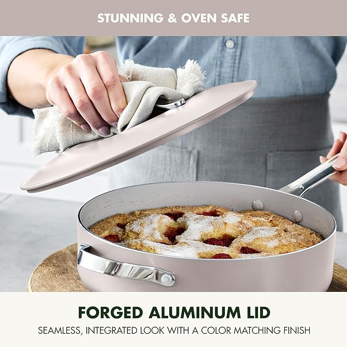 GreenPan Nova 10-Piece Cookware Pots & Pans Set, Oprah’s Favorite Things 2024, PFAS-Free Ceramic Nonstick, Fry, Sauté, Stockpot, Utensils, Lids, Induction Suitable, Dishwasher & Oven Safe, Clay