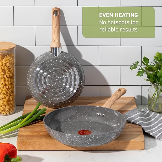 T-Fal Revive Ceramic Nonstick Frying Pan 12 Inch Skillet, Oven Safe to 350°F, Stay-Cool Handle, Grey Granite