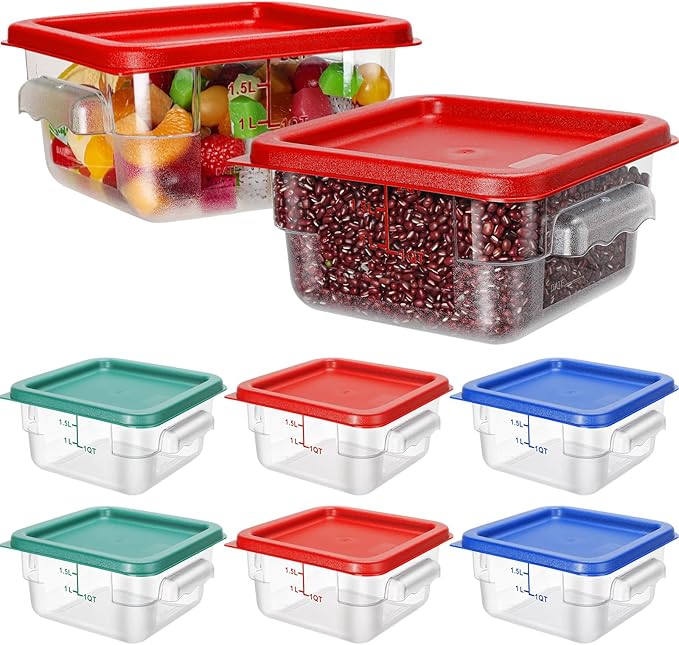 Lallisa 8 Pcs 2 Quart Food Storage Containers with Lids Clear Square Polycarbonate Marinating Container Dough Bucket with Lid (Colorful)