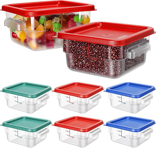 Lallisa 8 Pcs 2 Quart Food Storage Containers with Lids Clear Square Polycarbonate Marinating Container Dough Bucket with Lid (Colorful)