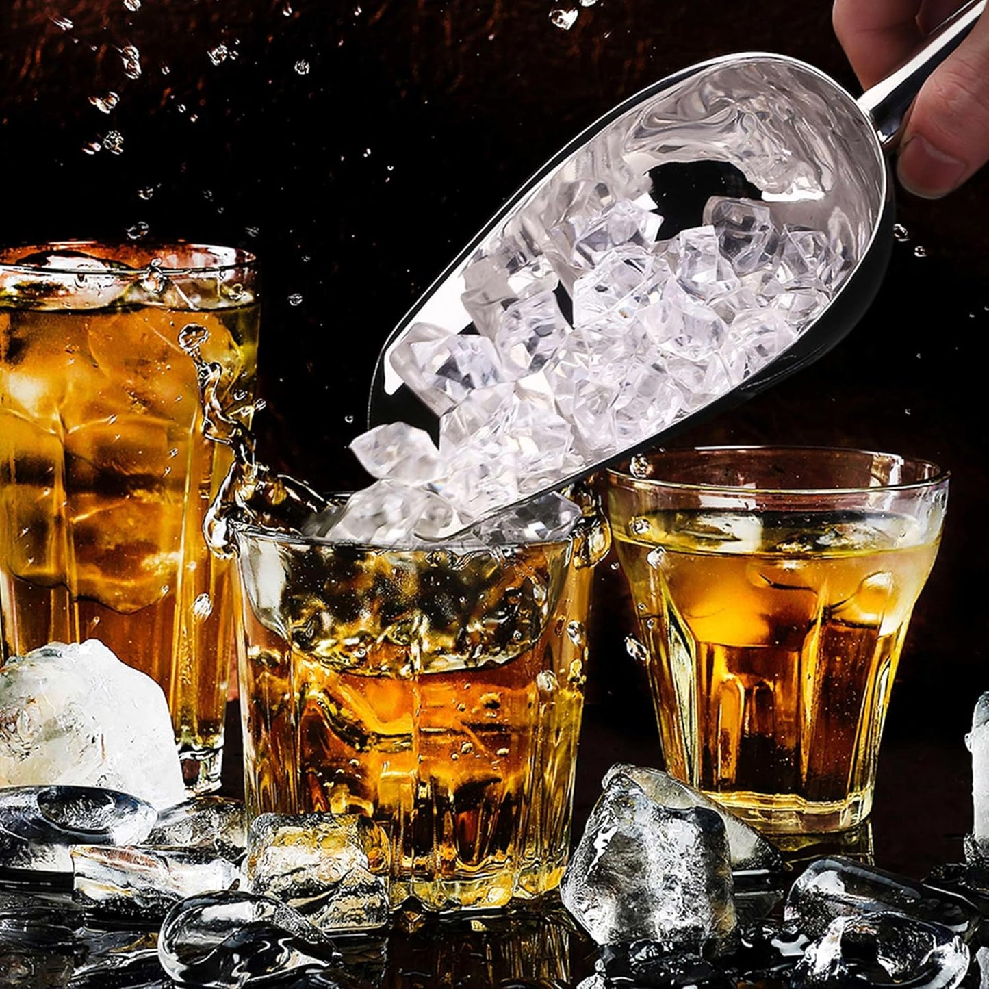 TeamFar 12oz Ice Scoop, Stainless Steel Metal Food Scoop Ice Scooper for Bar Kitchen Party, Multifunction & Easy Storage, Non-Toxic & Sturdy, Smooth Edge & Mirror Polish, Dishwasher Safe