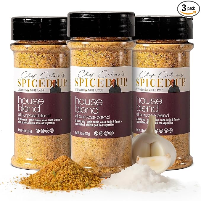 3 Pcs Spiced Up House Blend All Purpose Seasoning for Grilling & Cooking, Mix Spices for Roasting Chicken & Ribs | Bold, Smoky & Savory Flavor - Kosher, Non-GMO, Vegan, Gluten-Free Rub for Daily Use, 4.3 Oz