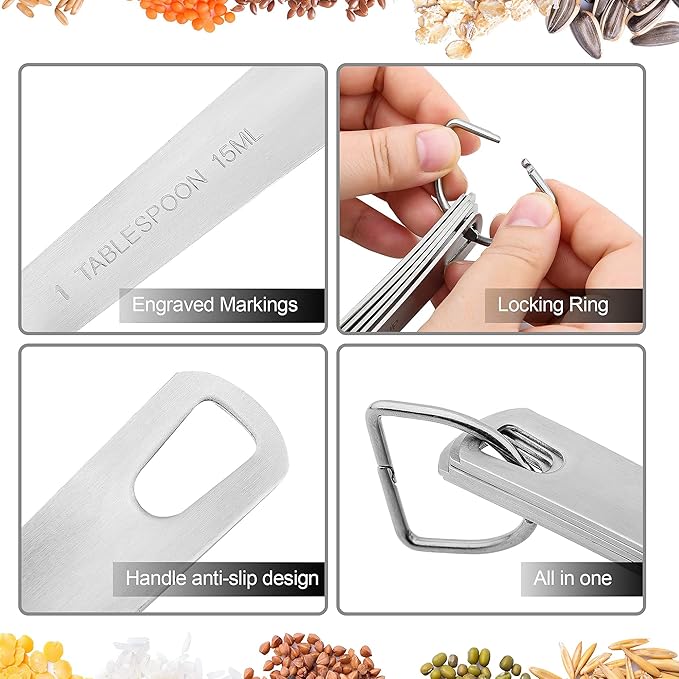 Measuring Cups and Spoons Set, Stainless Steel Measuring Cups Spoons Complete Set of 19pcs Professional Measurer Scoops Ingredients Liquid or Dry Heavy Duty Solid Measurment Cup