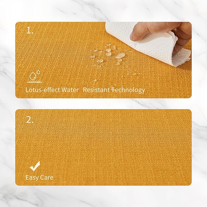 BALCONY & FALCON Placemats Set of 4 Faux Linen Cloth Place Mats Washable Waterproof Wrinkle Resistant Table Placemats for Dining Kitchen Farmhouse Indoor & Outdoor Use(Golden, 13.8”x 17.7”