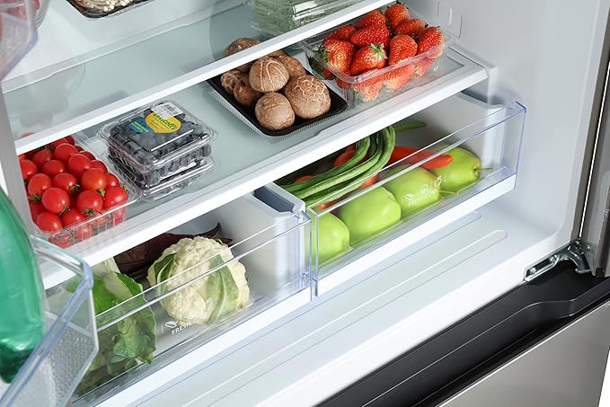 Hamilton Beach HBF1662 French Door Full Size Counter Depth Refrigerator with Freezer Drawer, 16.6 cu ft, Stainless