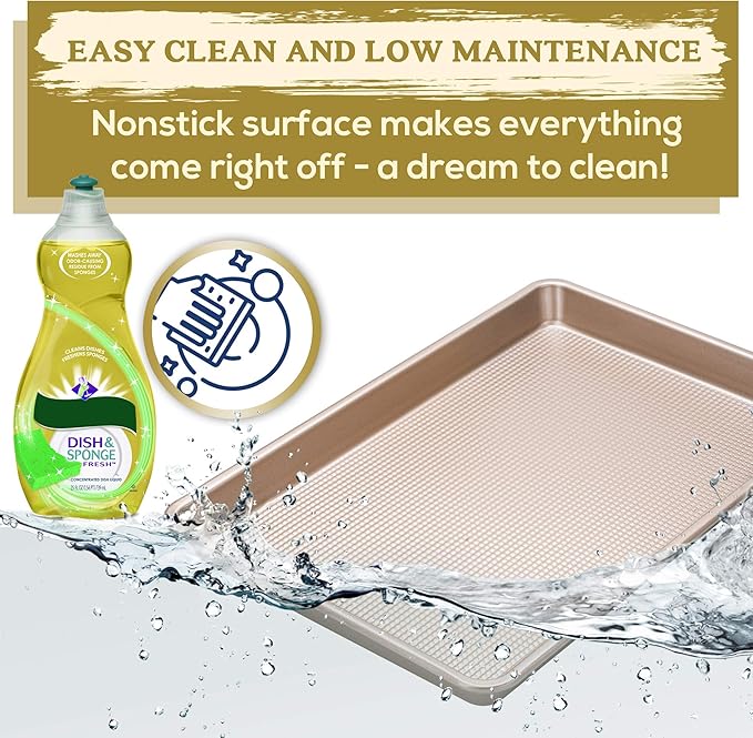 Ultra Cuisine Nonstick Half Sheet Baking Pan - Food Safe Coating, Warp & Scratch Resistant Texture for Airflow, & Carbon Steel Design Durable for Professional Quality Roasting, Size 13 x 18 inch