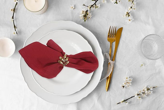 ANA Cloth Napkins Set of 12 (17.5x17.5) inch 100% Cotton Dinner Napkin Washable Hotel Quality Reusable Kitchen & Table Linen for Fall Thanksgiving Family Dinners Weddings & Everyday Use - Red