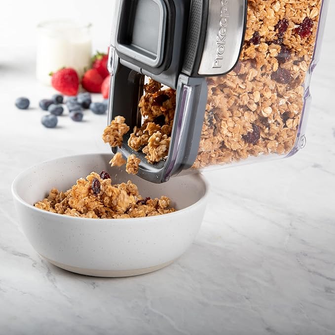 Progressive International ProKeeper+ Clear Plastic Airtight Food Baker's Kitchen Storage Organization Container Canister Set with Magnetic Accessories, 2- Piece Set (Cereal 1.5-Quart)