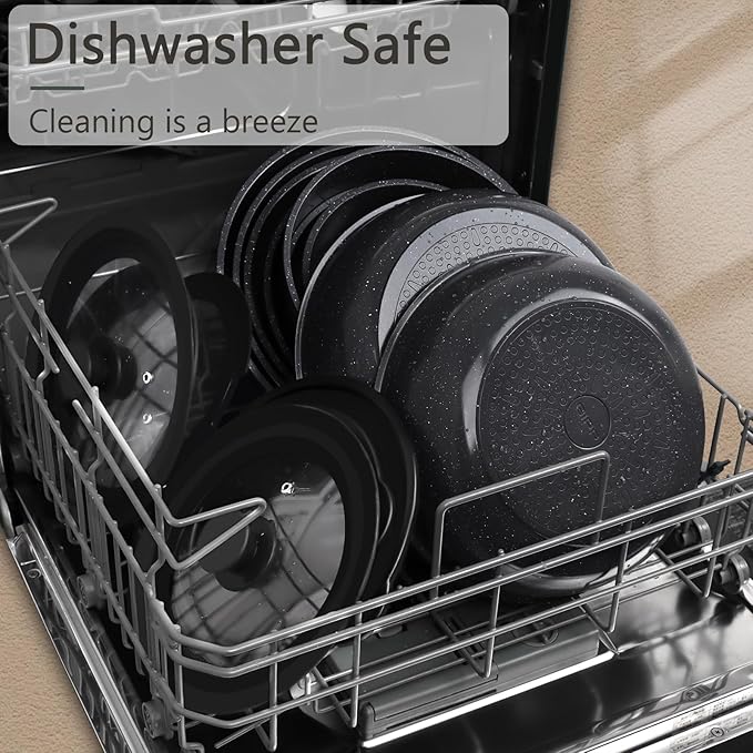 GiPP Ceramic Non Stick Pots and Pans Set,Nonstick Detachable Handle Cookware Sets,Healthy Non Toxic PFAS PFOA & PTFE Free, Dishwasher ＆Oven Safe, Induction Kitchen Pot and Pan, 8 Piece Grey