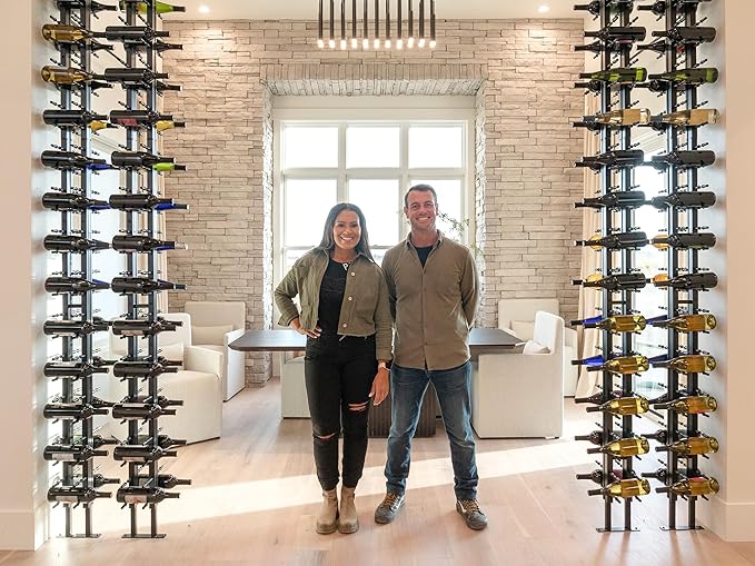 Ultra Wine Racks Floor-to-Ceiling Mount Display (2 Side, Single Deep, Black, Holds 42 Wine Bottles) - Modern Metal Wine Storage for Wine Cellars, Home Bars, Kitchens, and Dining Rooms