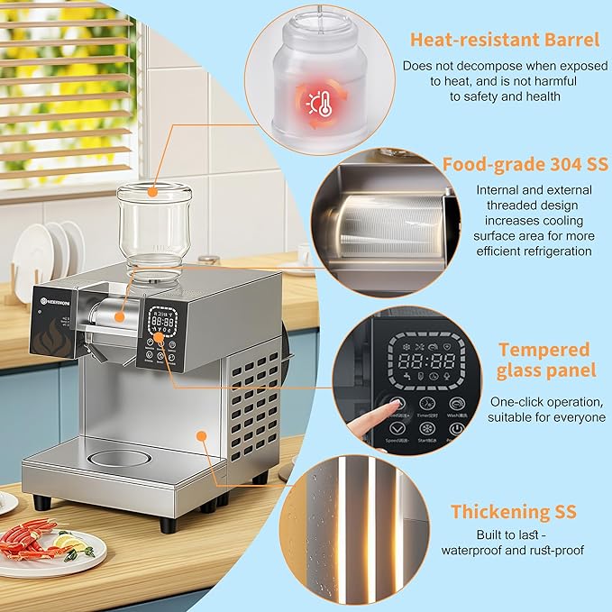 Snowflake Ice Machine, Commercial Shaved Ice Machine, Electric Snow Cone Maker, 10 Gears Adjustable Speed for Home, Outdoor Kitchen, Restaurant, Bakery, Café (Air Cooling, 250kg/24H)